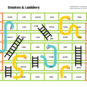 Snakes & Ladders - u_e (u) and (oo) - Level 1 Gameboard